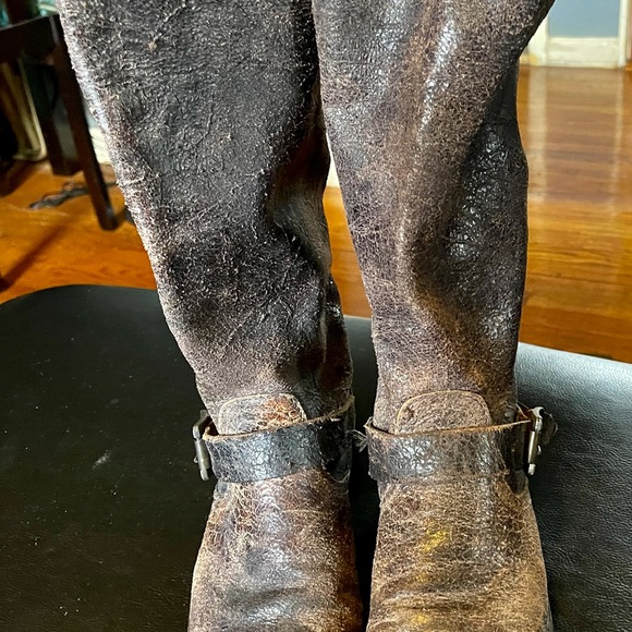 Frye Brown Leather Combat Boots - Picture 2 of 11